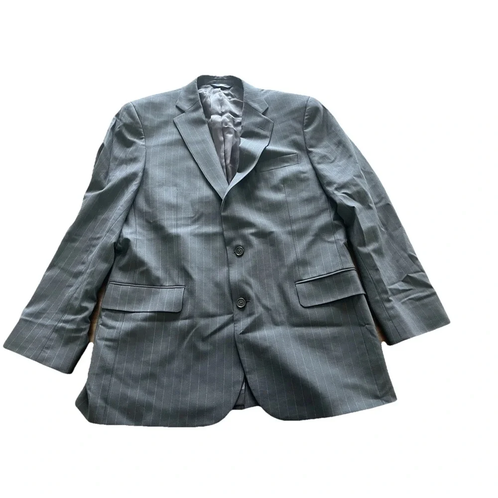Brooks‎ Brothers Suit Men's 43L Black Pinstripe 2-Piece 38/31 Pants 346 Stretch